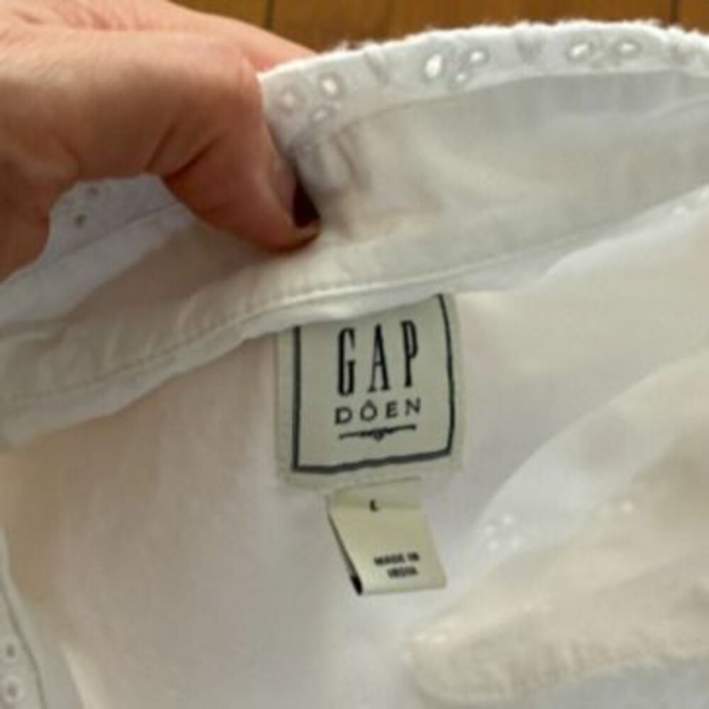 Gap x Doen White Button-Down Eyelet Button Up Shirt Large - Picture 4 of 7
